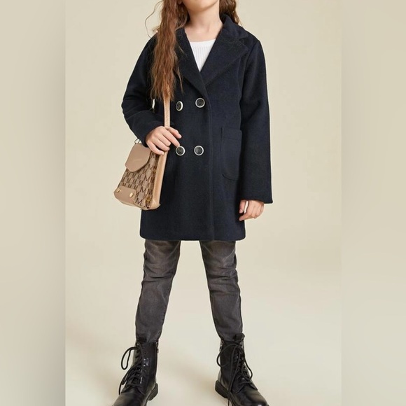 Girls Double Breasted Pocket Patched Overcoat Size 7Y Kid’s Size Classic Chic - Picture 2 of 9